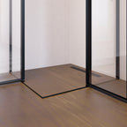LINDA - Cabine de duche de entrada de canto com portas articuladas em vidro temperado e perfis preto