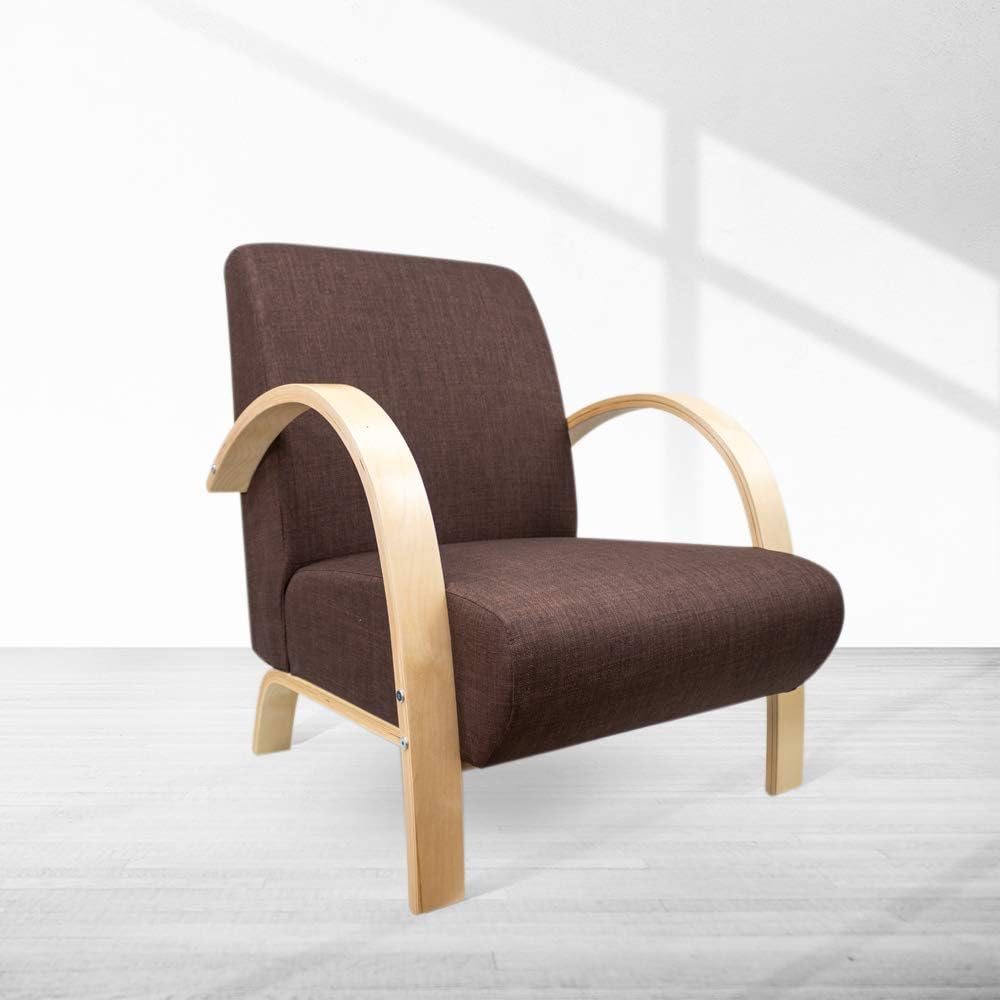 Sillón en tejido o poliéster con estructura de madera