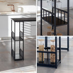 GAVIN - Mesa de bar 110x50 cm, altura 105 cm, con 2 estantes y portacopas, estructura de acero, estilo industrial, negro