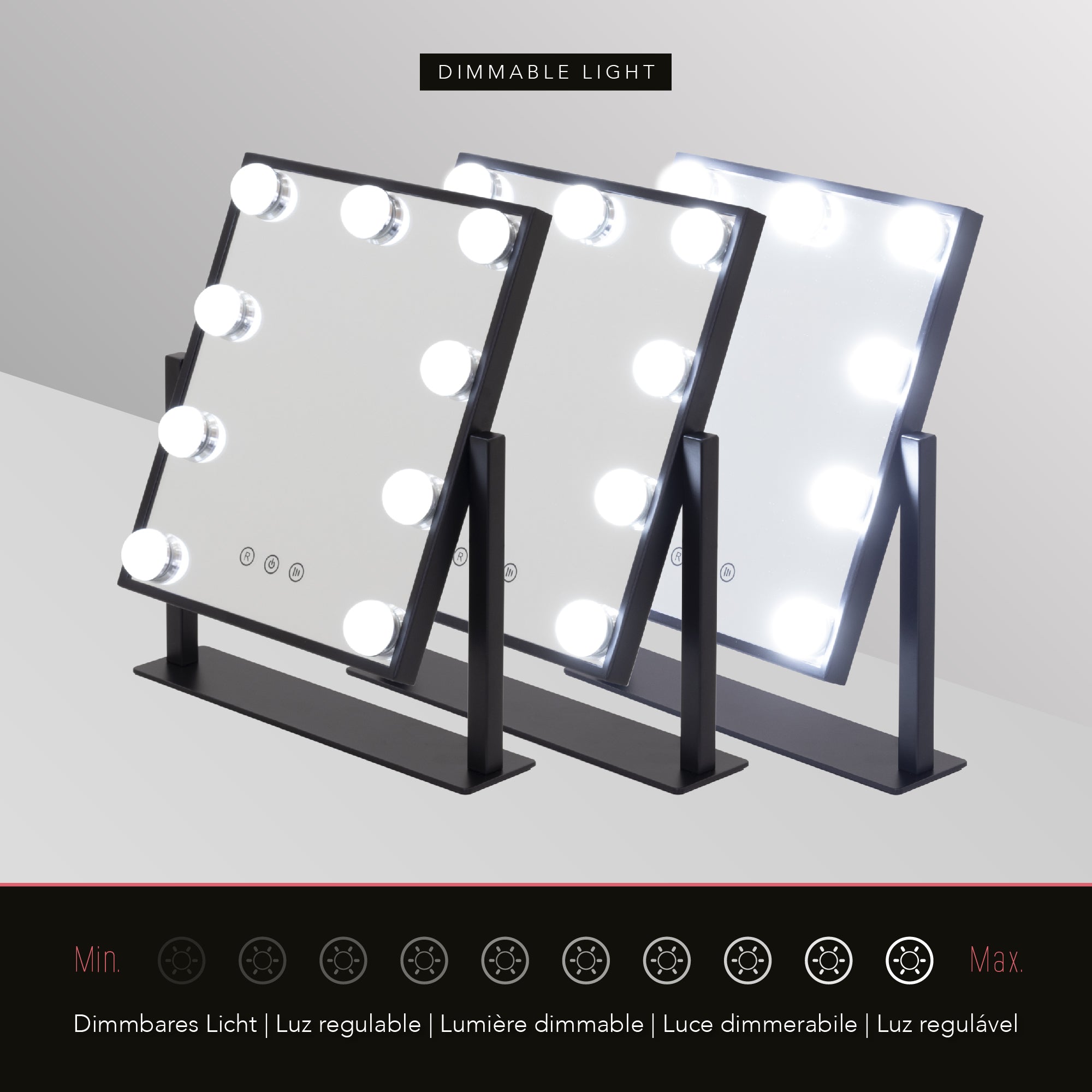 BULB TINY - Specchio da trucco con 9 lampadine LED