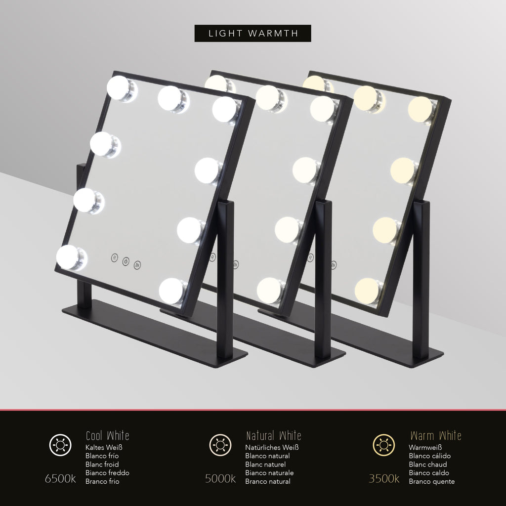 BULB TINY - Specchio da trucco con 9 lampadine LED