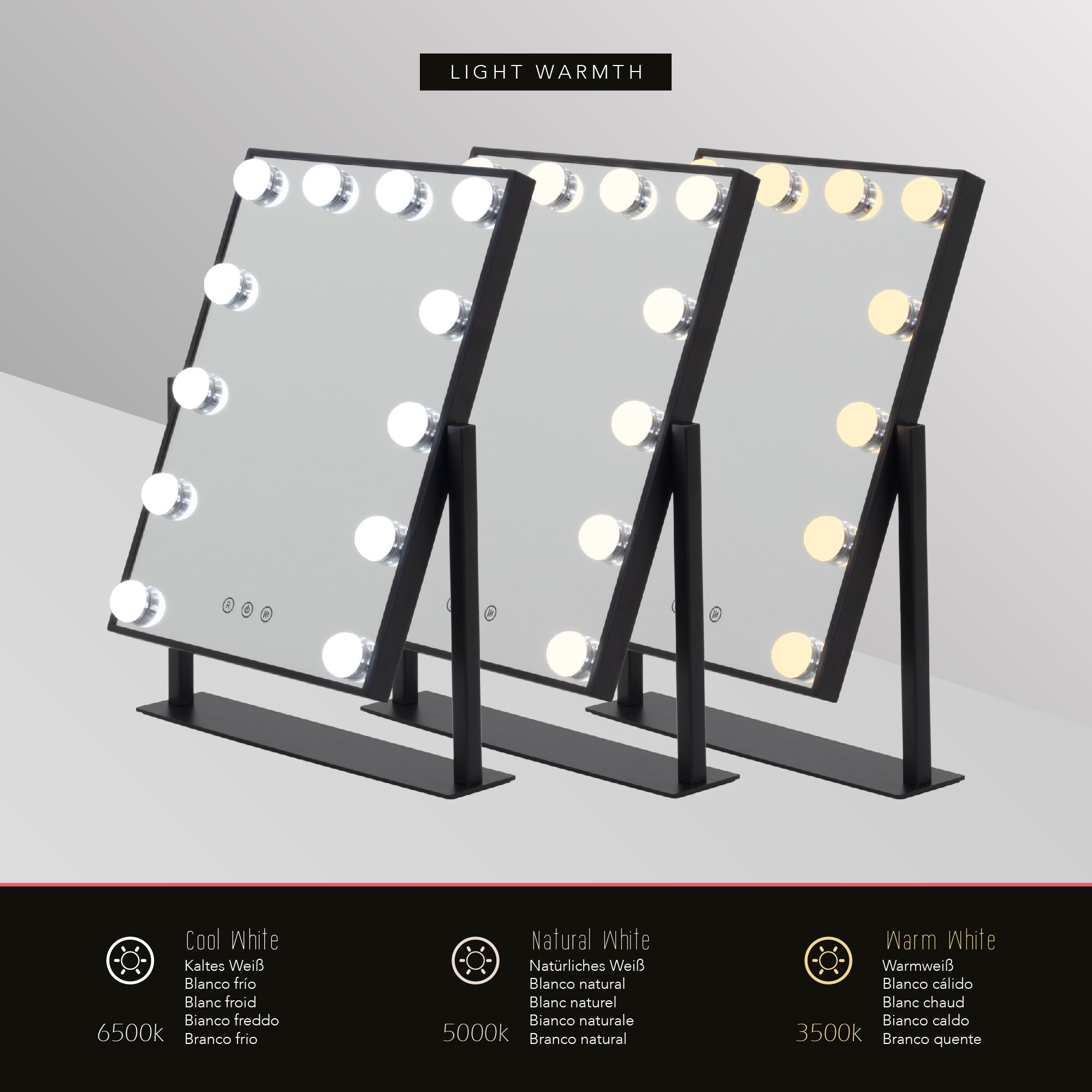 BULB LITTLE - Specchio da trucco con 12 lampadine LED