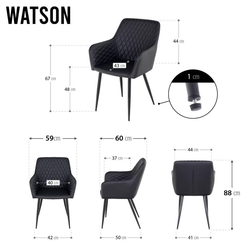WATSON - Silla de comedor, conjunto de 2