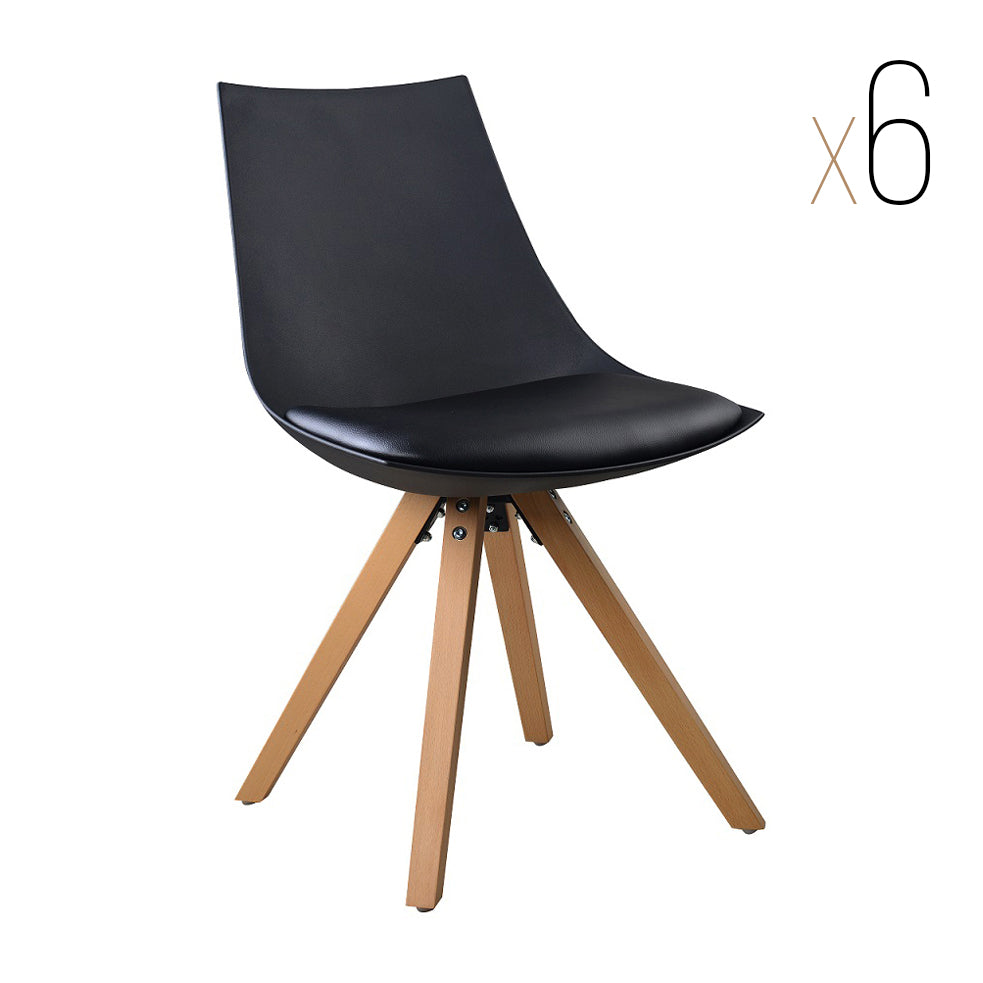 GUSTO - Silla de comedor de madera con asiento tapizado en piel sintética