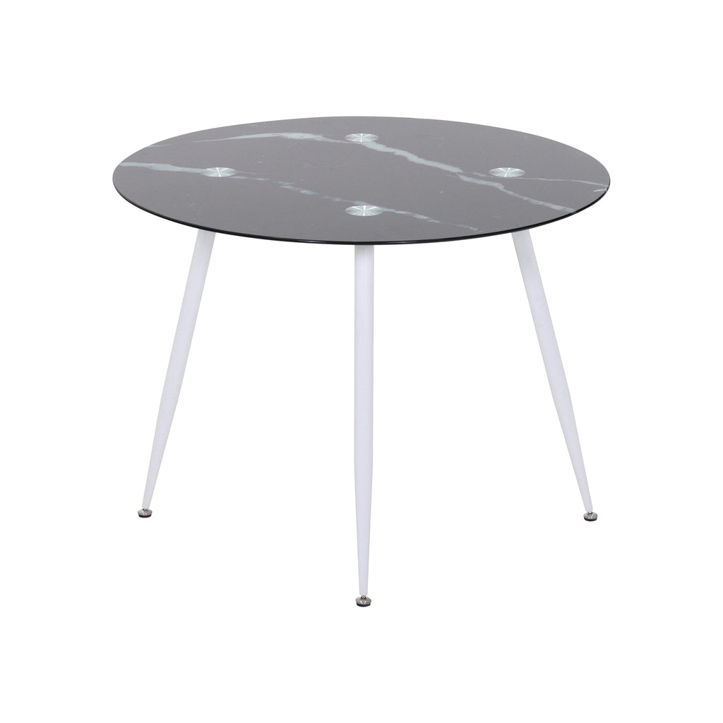 Conjunto de Mesa Corin con 4 Sillas Romantic/Shirley, Estructura Metálica y Tablero de Vidrio Templado