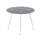 Conjunto de Mesa Corin con 4 Sillas Romantic/Shirley, Estructura Metálica y Tablero de Vidrio Templado