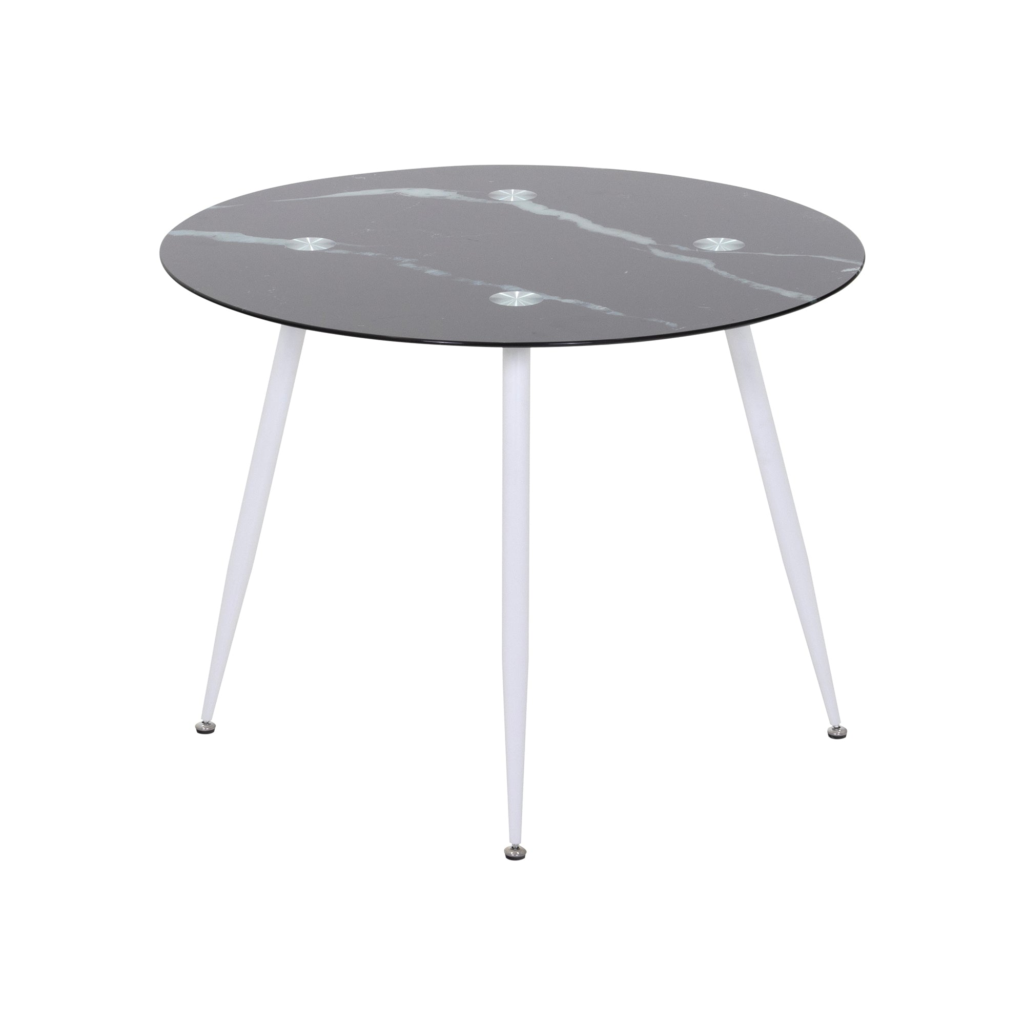 Conjunto de Mesa Corin con 4 Sillas Romantic/Shirley, Estructura Metálica y Tablero de Vidrio Templado