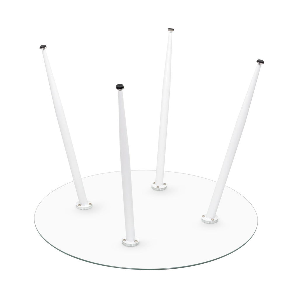 Conjunto de Mesa Corin con 4 Sillas Romantic/Shirley, Estructura Metálica y Tablero de Vidrio Templado