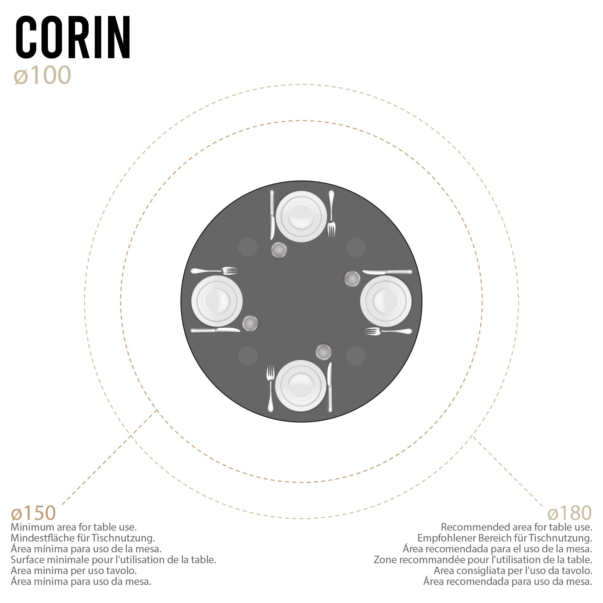 Conjunto de Mesa Corin con 4 Sillas Romantic/Shirley, Estructura Metálica y Tablero de Vidrio Templado