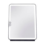 Specchio da trucco con luce LED, specchio portatile tipo tablet con illuminazione a 3 colori, luce regolabile, supporto regolabile, doppia alimentazione e controllo touch