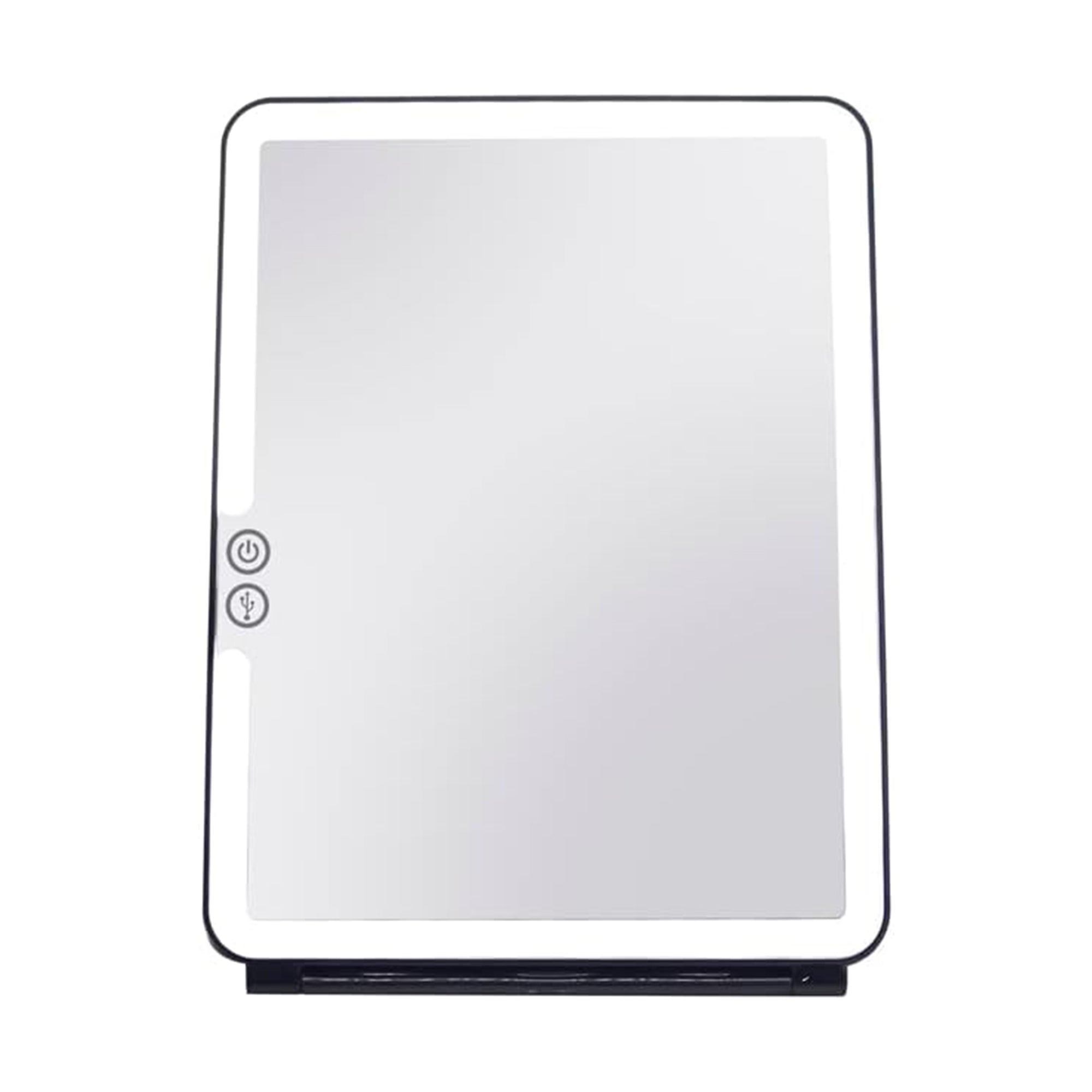 Specchio da trucco con luce LED, specchio portatile tipo tablet con illuminazione a 3 colori, luce regolabile, supporto regolabile, doppia alimentazione e controllo touch
