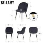 BELLAMY - Set di 2 sedie da pranzo in tessuto velluto
