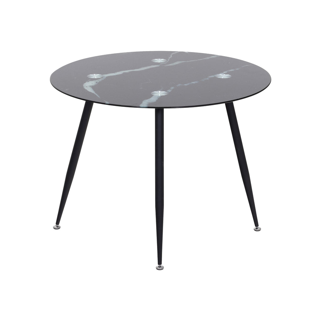 Conjunto de Mesa Corin con 4 Sillas Romantic/Shirley, Estructura Metálica y Tablero de Vidrio Templado
