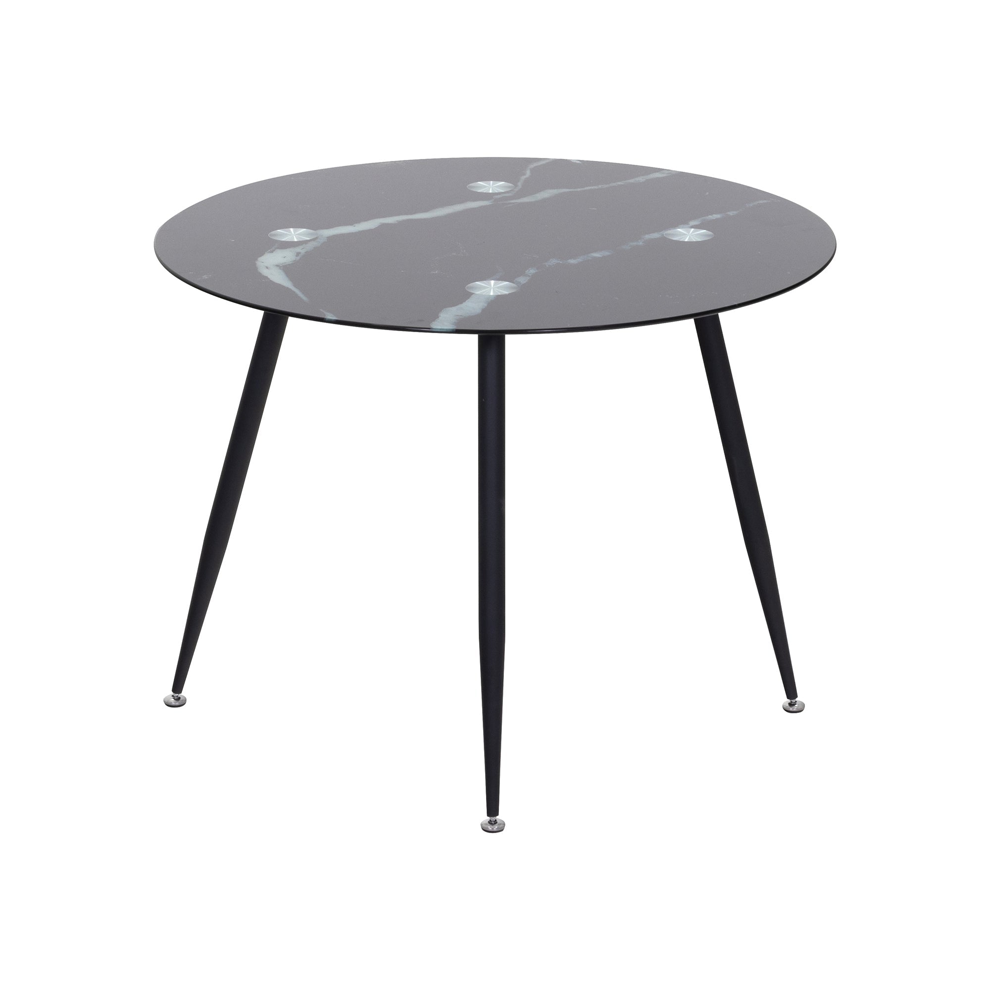 Conjunto de Mesa Corin con 4 Sillas Romantic/Shirley, Estructura Metálica y Tablero de Vidrio Templado