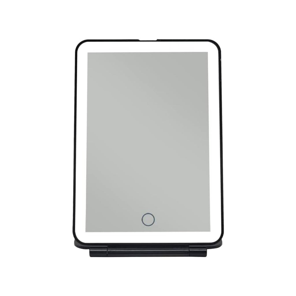 Specchio da trucco con luce LED, specchio portatile tipo tablet con illuminazione a 3 colori, luce regolabile, supporto regolabile, doppia alimentazione e controllo touch