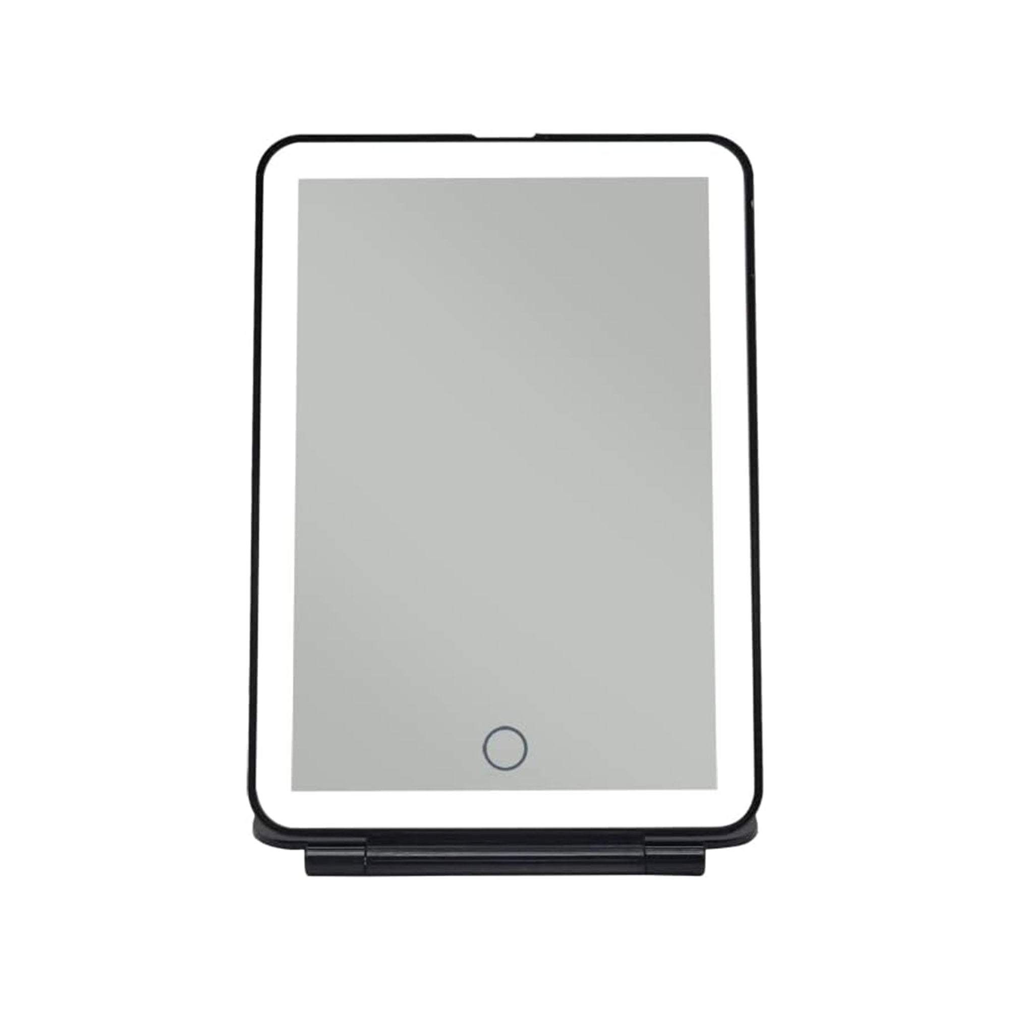 Specchio da trucco con luce LED, specchio portatile tipo tablet con illuminazione a 3 colori, luce regolabile, supporto regolabile, doppia alimentazione e controllo touch