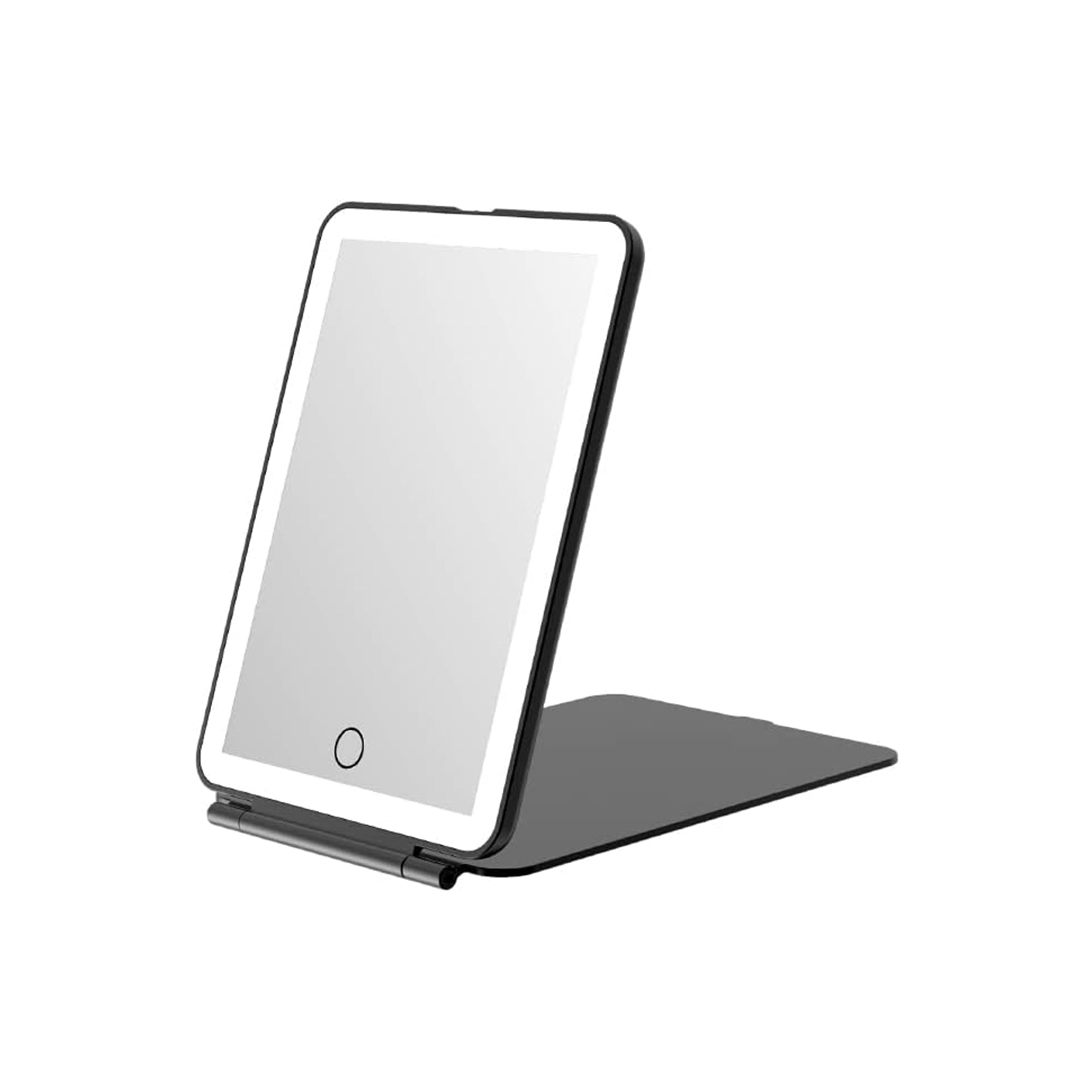 Specchio da trucco con luce LED, specchio portatile tipo tablet con illuminazione a 3 colori, luce regolabile, supporto regolabile, doppia alimentazione e controllo touch