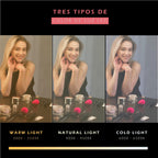 Specchio da trucco con luce LED, specchio portatile tipo tablet con illuminazione a 3 colori, luce regolabile, supporto regolabile, doppia alimentazione e controllo touch