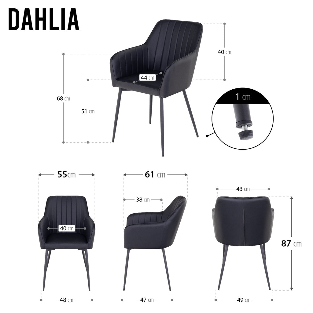 DAHLIA - Conjunto de 2 sillas de comedor en tejido PU o terciopelo