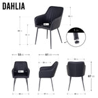 DAHLIA - Conjunto de 2 sillas de comedor en tejido PU o terciopelo