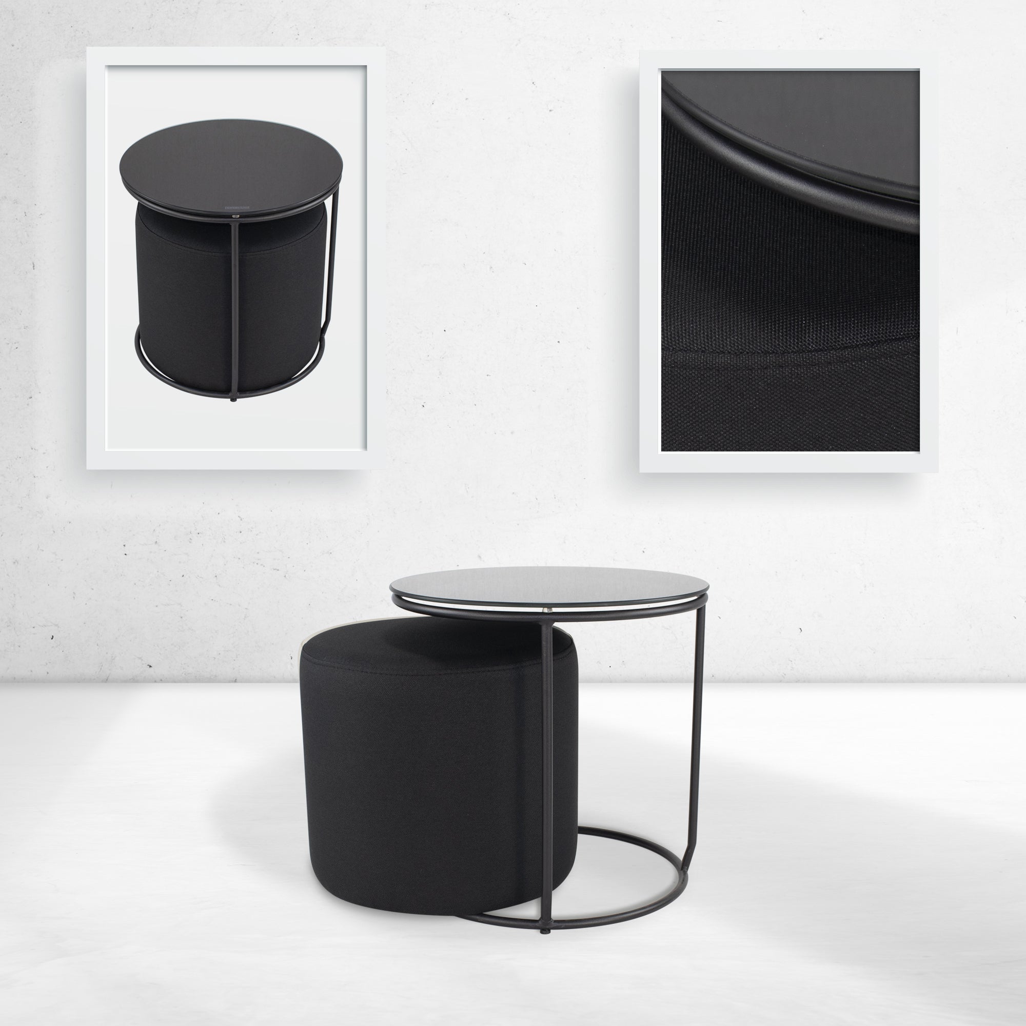 JASPER - Mesa auxiliar con puf integrado