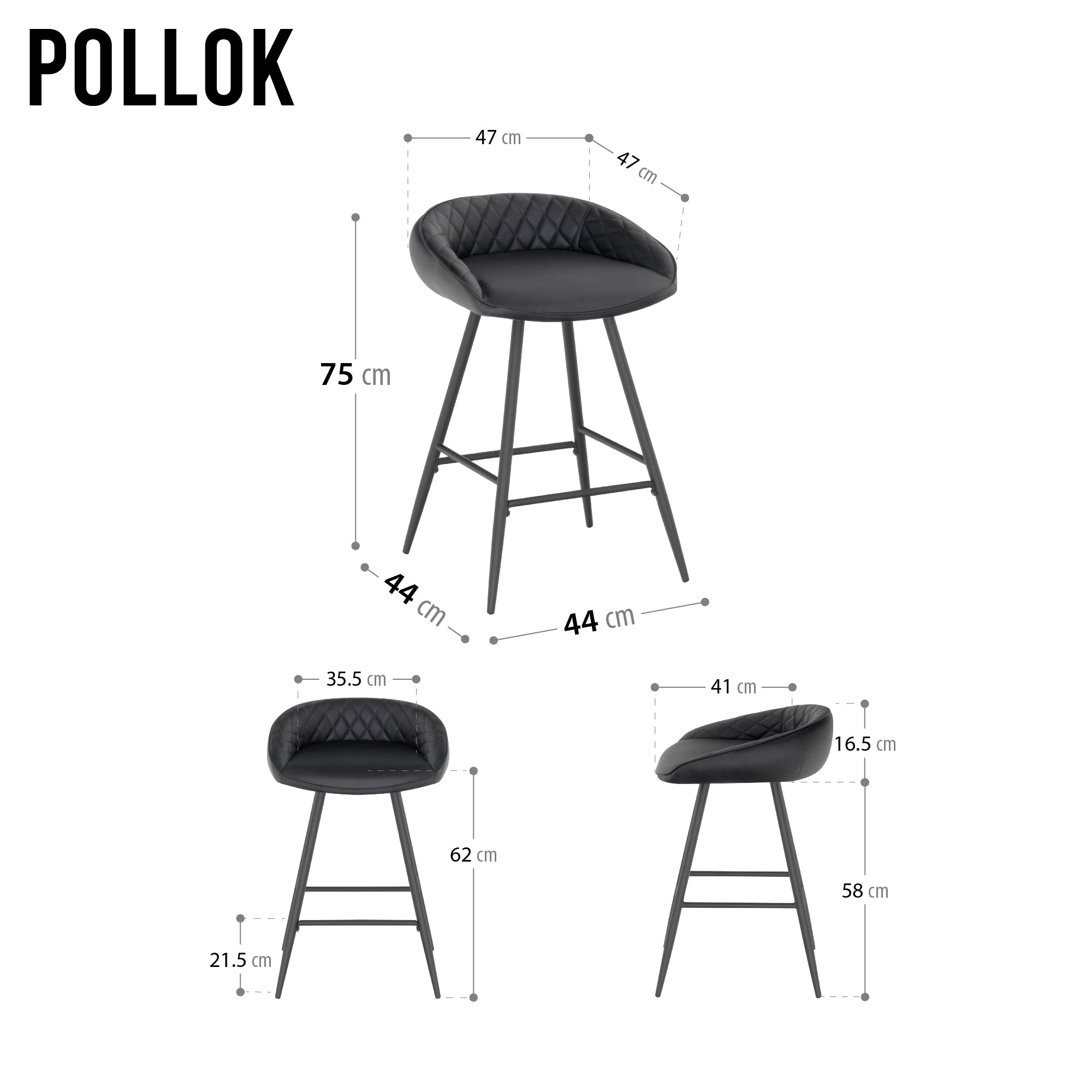 POLLOK - Conjunto de 4 Bancos Altos