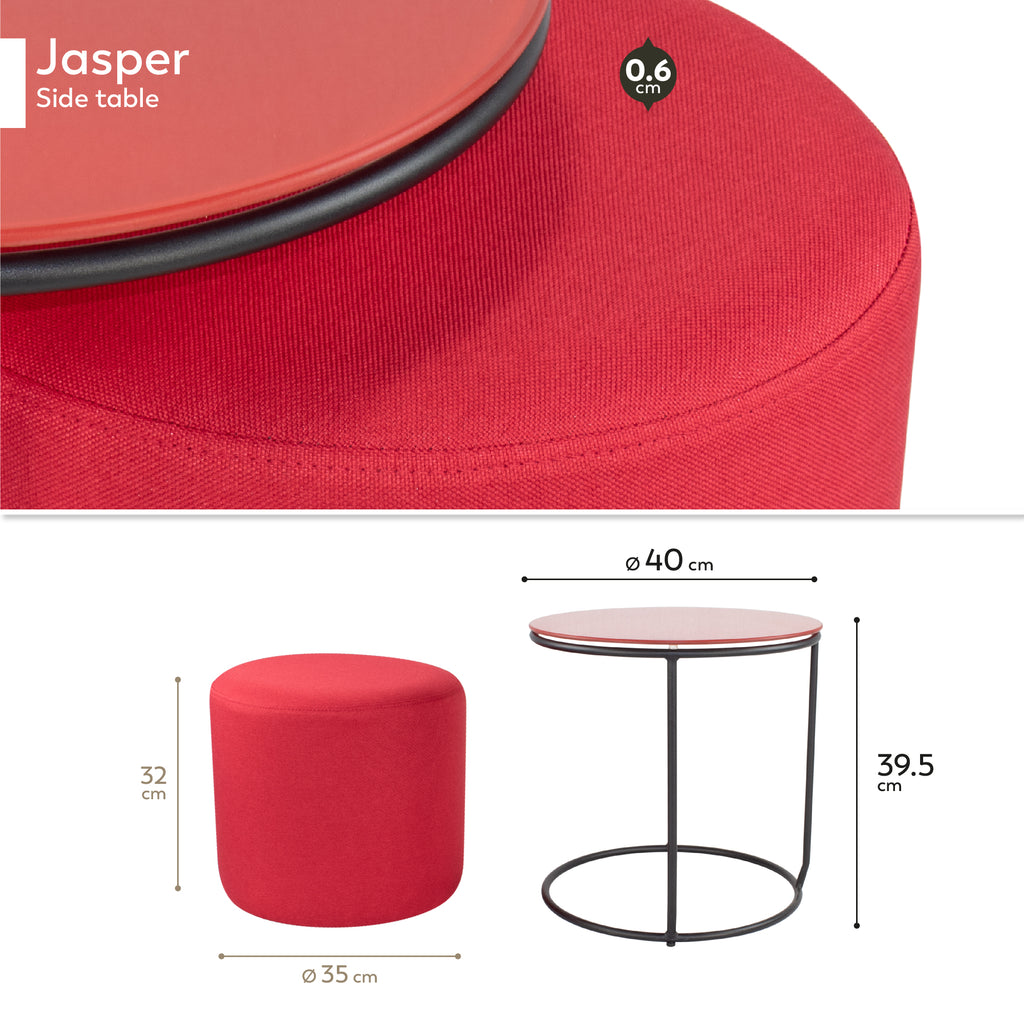 JASPER - Mesa de apoio com pufe embutido