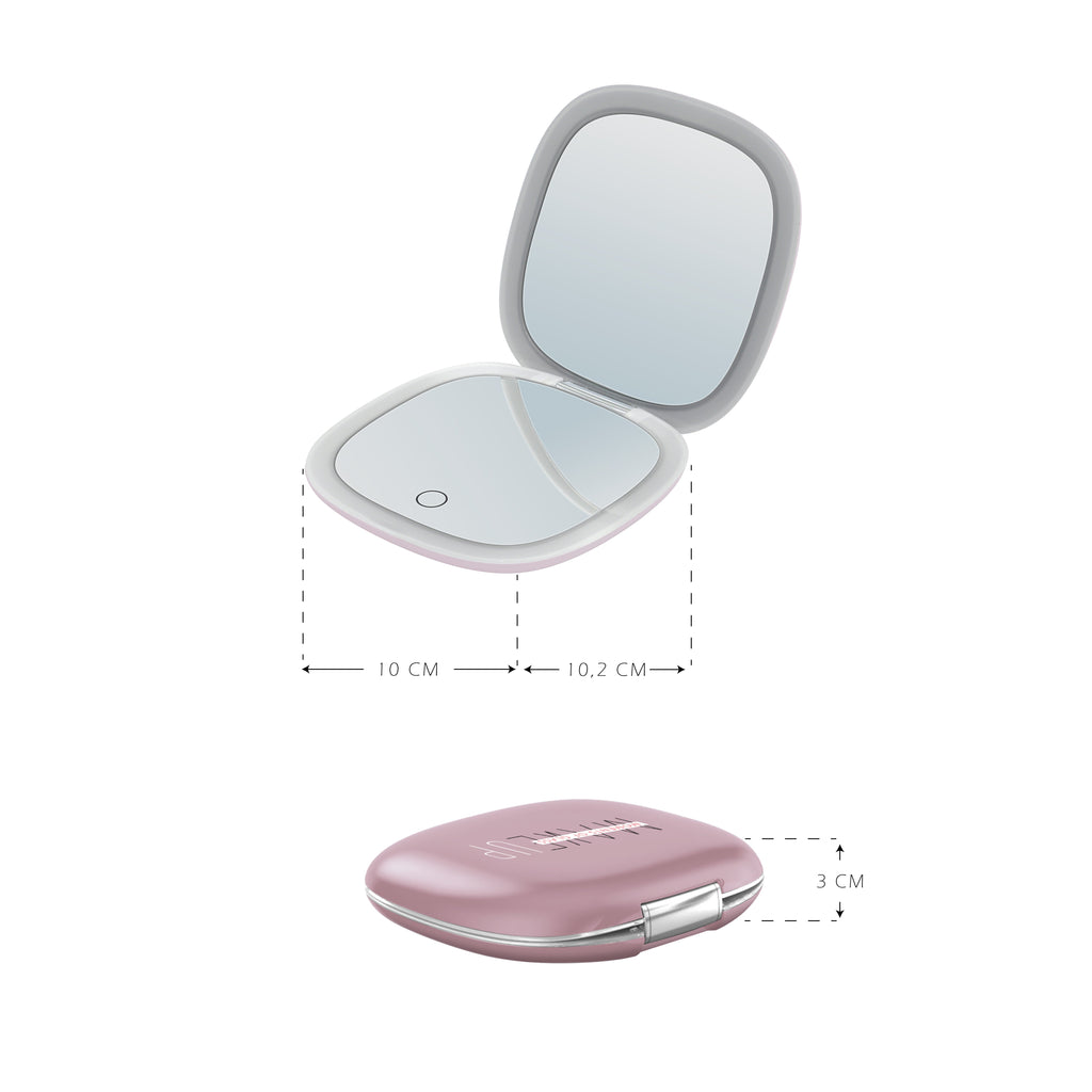 MAKEUP - Specchio tascabile da trucco con striscia di luce LED
