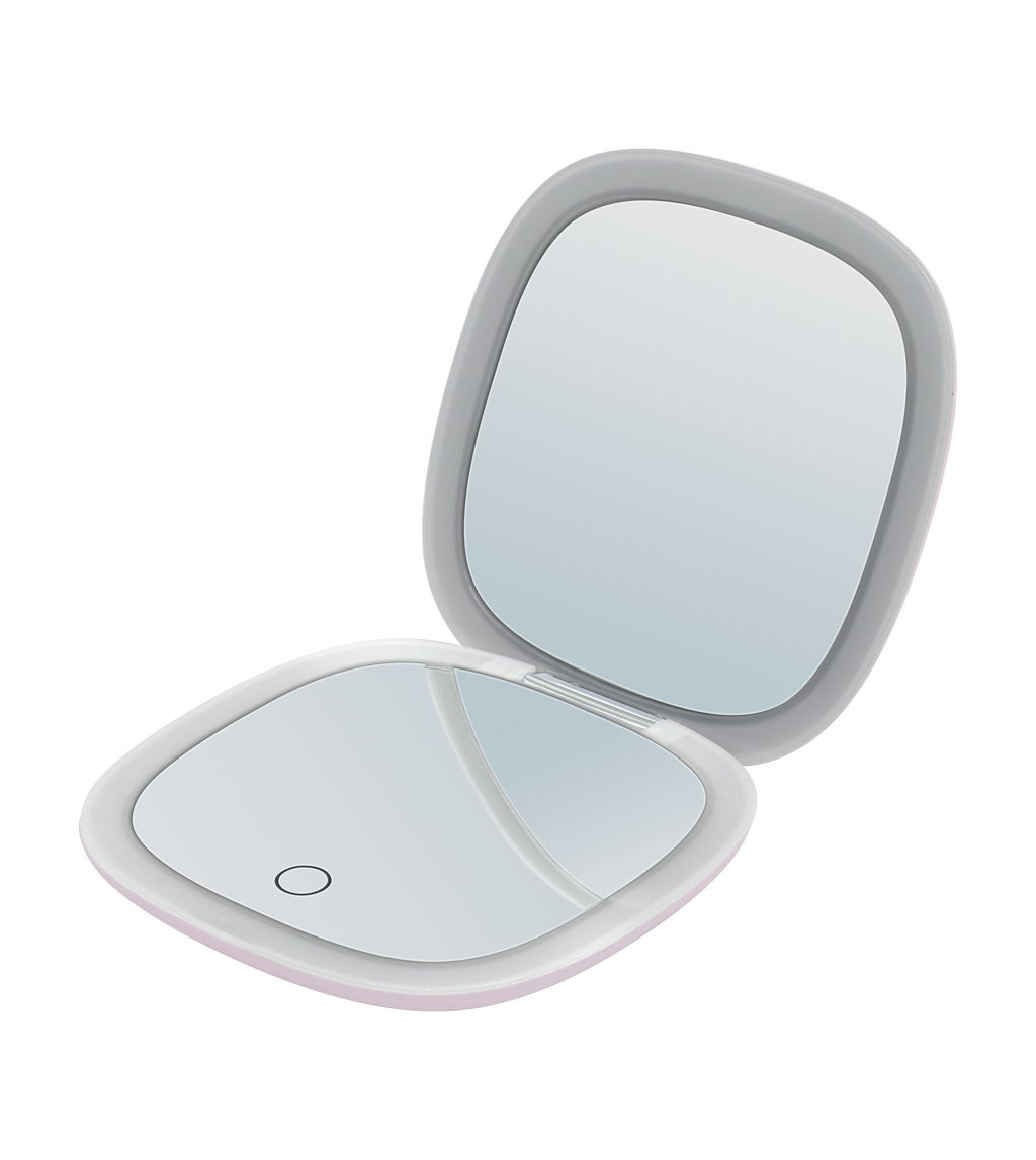 MAKEUP - Specchio tascabile da trucco con striscia di luce LED