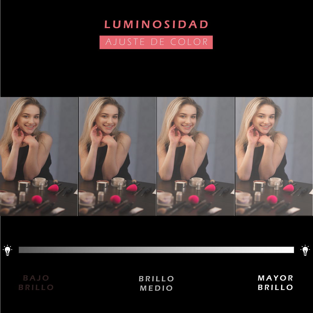 MAKEUP - Specchio tascabile da trucco con striscia di luce LED
