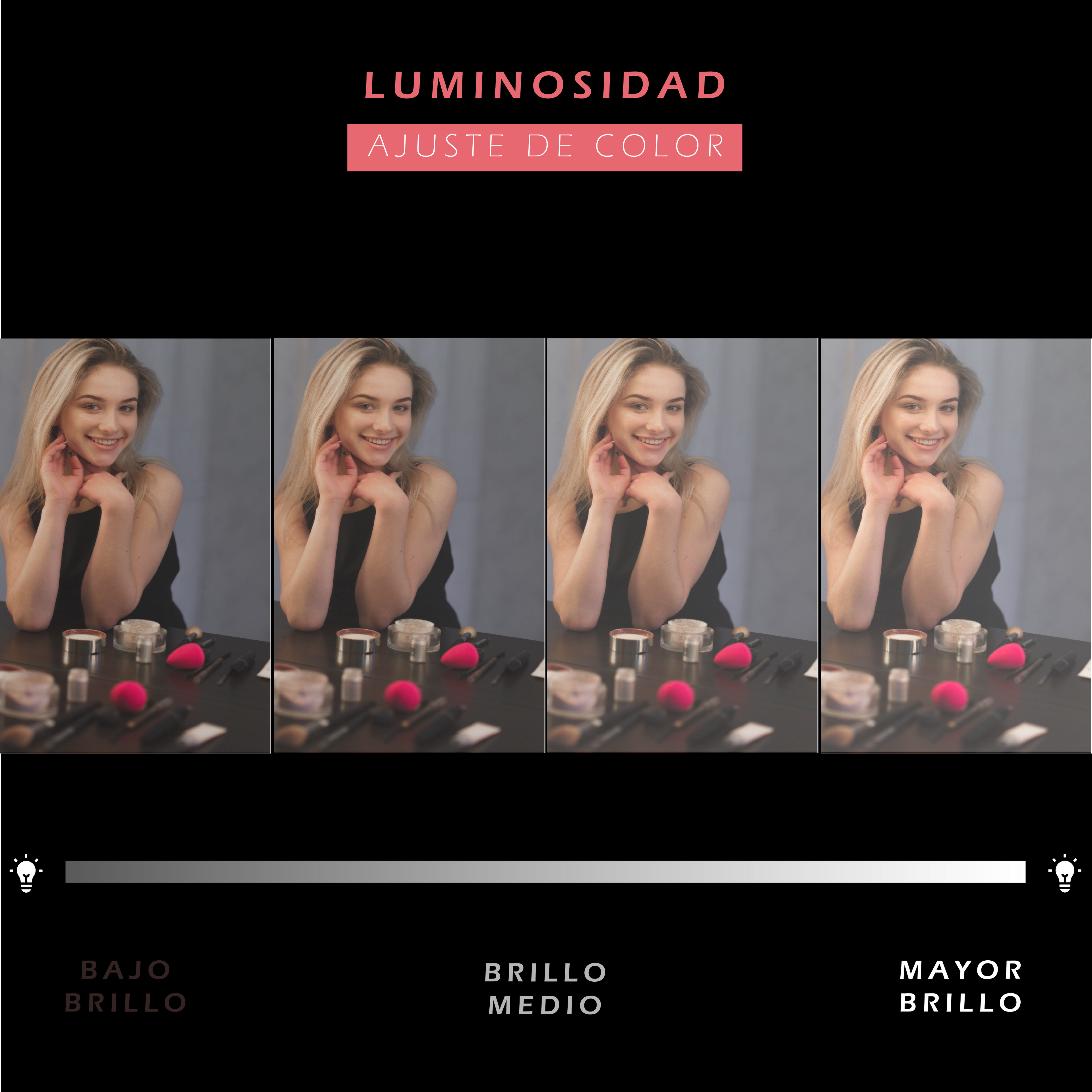 MAKEUP - Specchio tascabile da trucco con striscia di luce LED