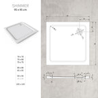 SHIMMER - Piatto doccia bianco Stone acrilico, texture pietra, ultrasottile 5 cm, sifone e valvola inclusi