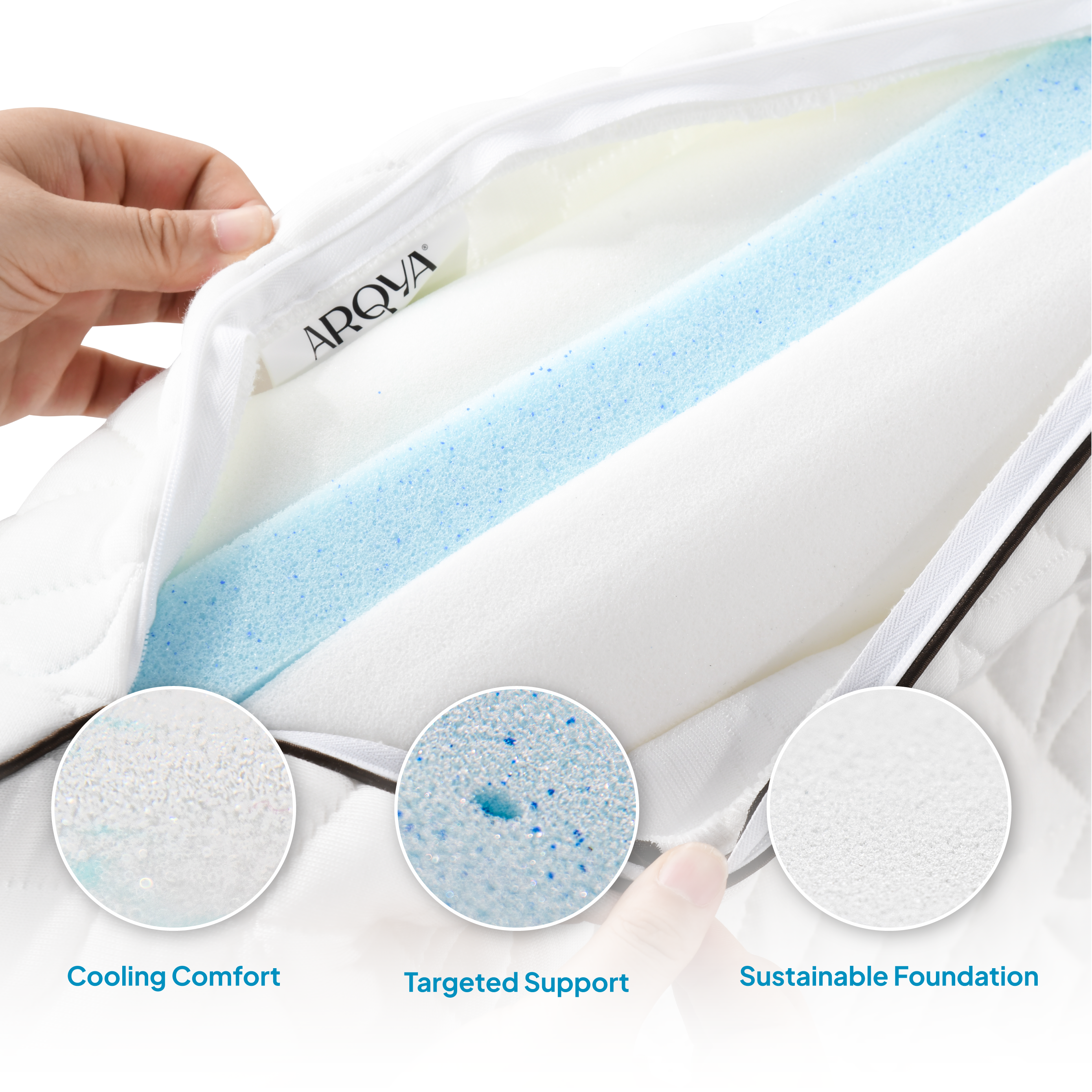 TETSU Adjustable Pillow | Multi-Layer Cooling Foam, Customisable Support, Dual-Sided Performance