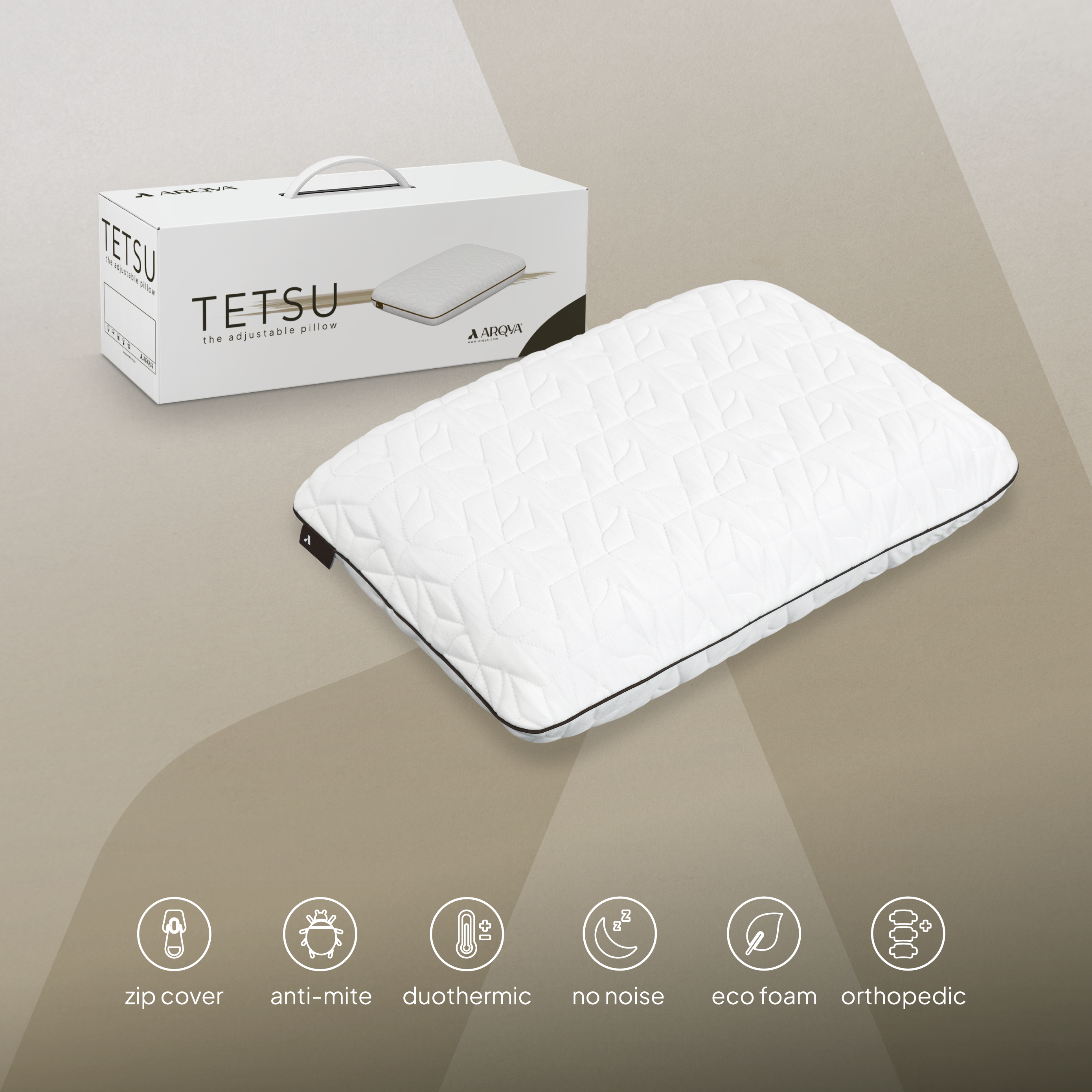 TETSU Adjustable Pillow | Multi-Layer Cooling Foam, Customisable Support, Dual-Sided Performance