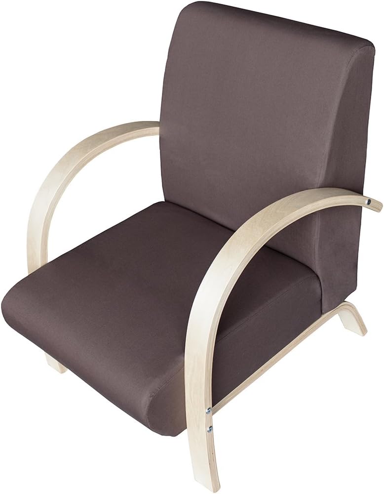 Sillón en tejido o poliéster con estructura de madera