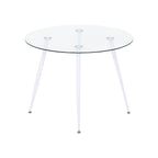 Conjunto de Mesa Corin con 4 Sillas Romantic/Shirley, Estructura Metálica y Tablero de Vidrio Templado