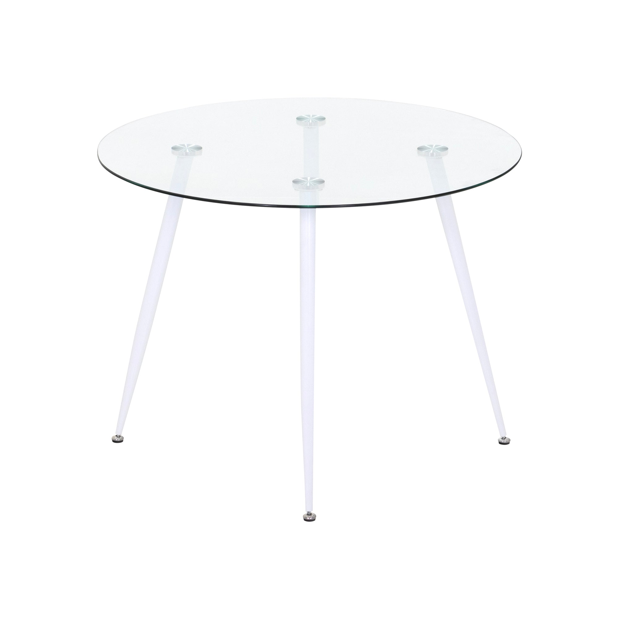 Conjunto de Mesa Corin con 4 Sillas Romantic/Shirley, Estructura Metálica y Tablero de Vidrio Templado