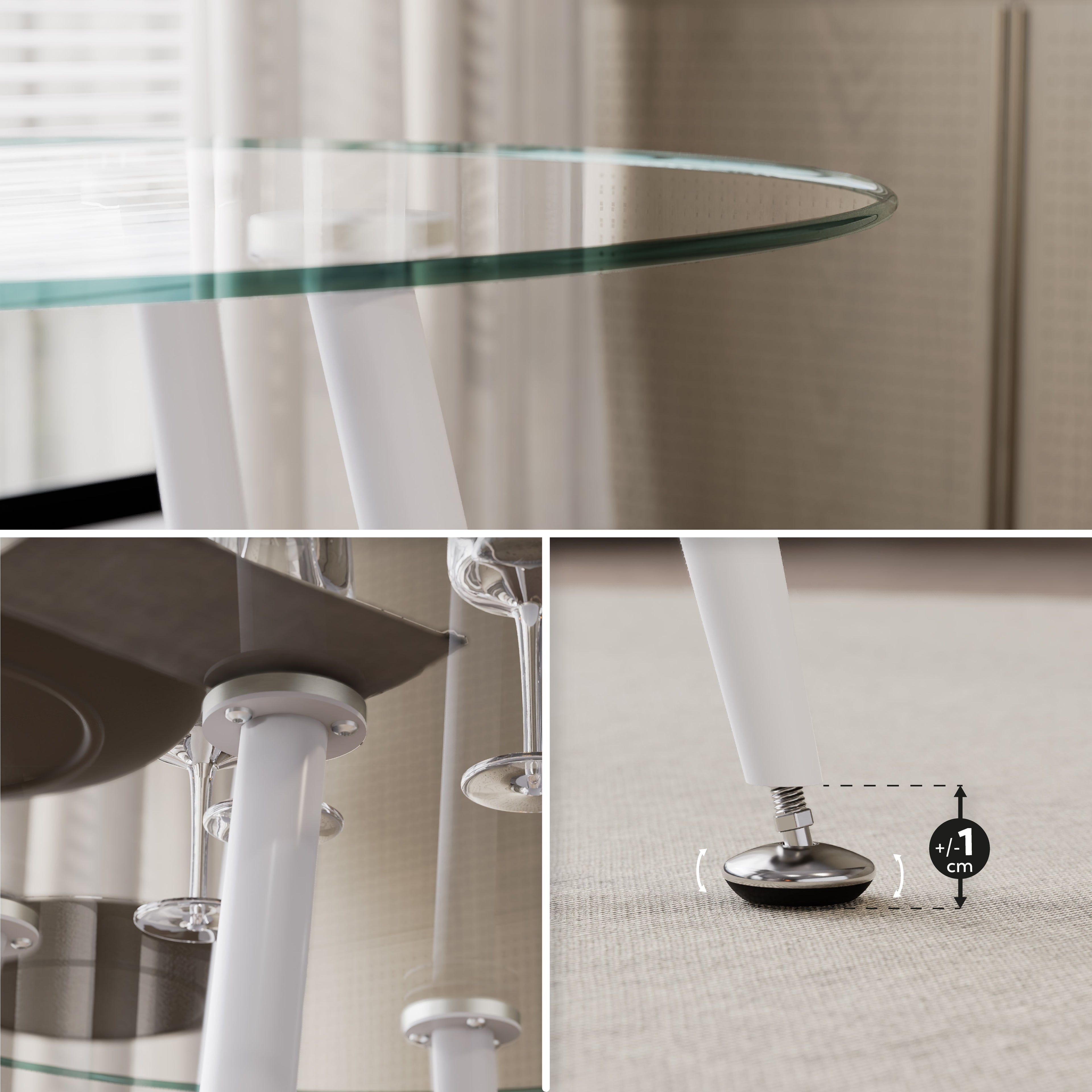 CORIN - Mesa de comedor con tablero de vidrio
