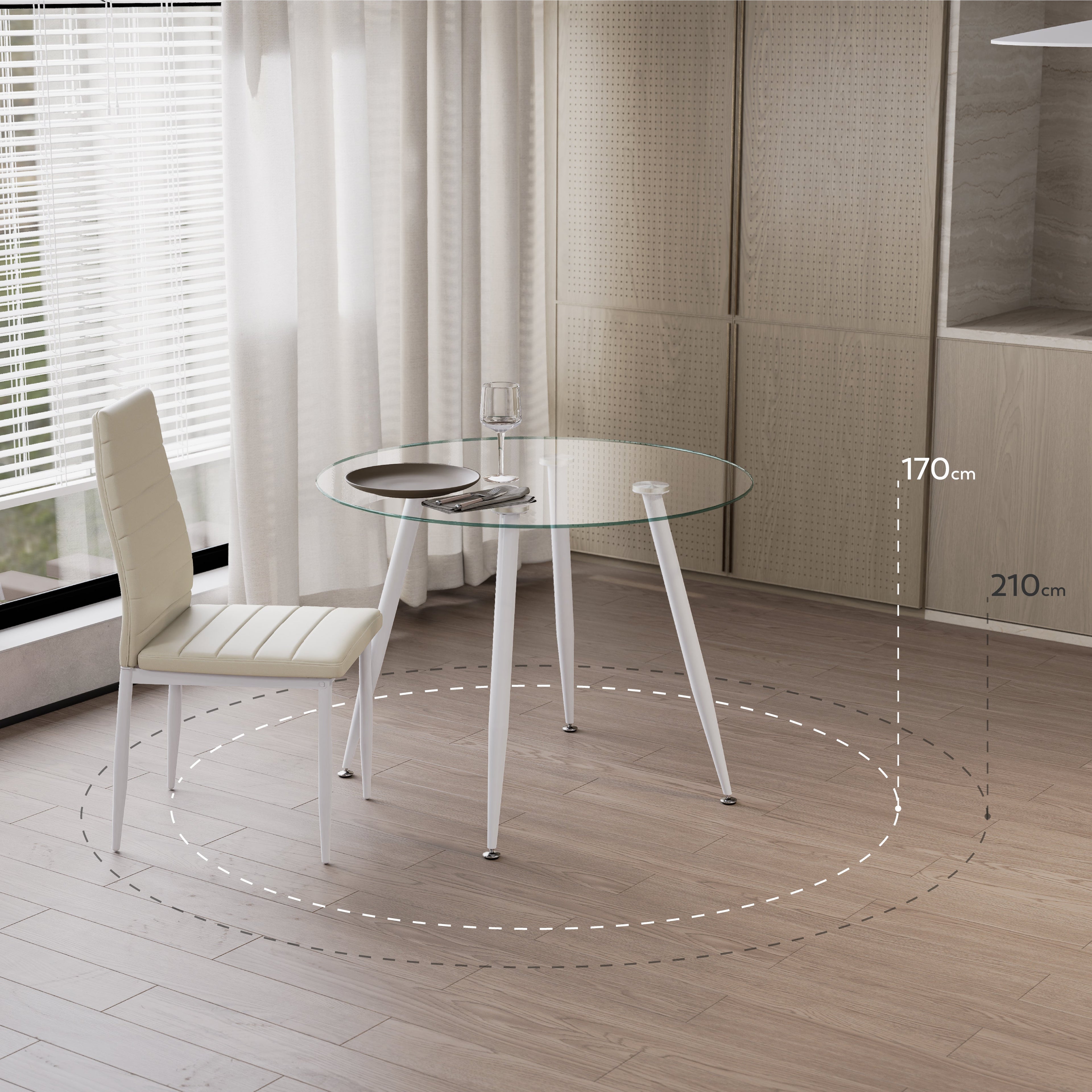 CORIN - Mesa de comedor con tablero de vidrio