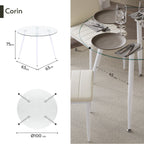 CORIN - Mesa de comedor con tablero de vidrio