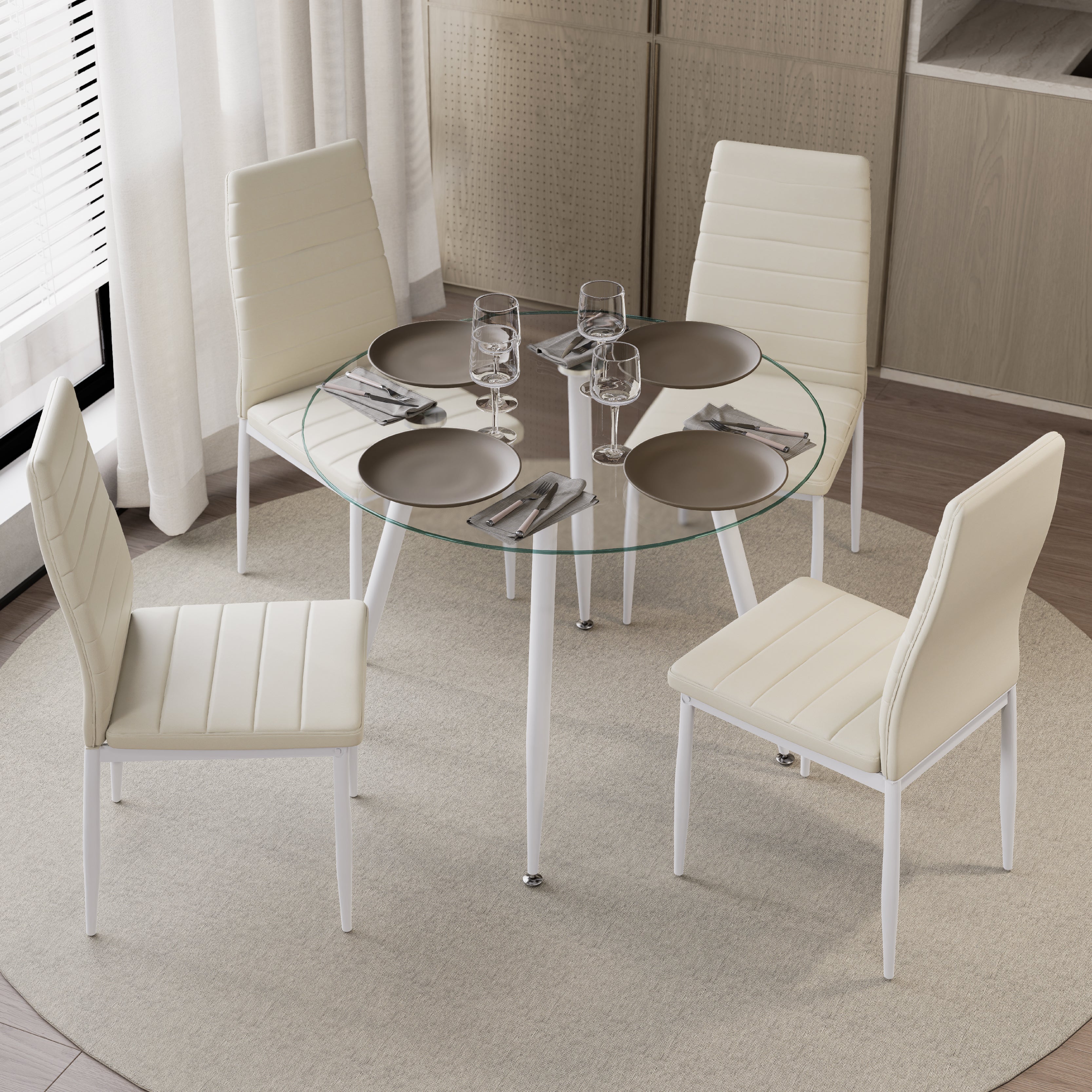 CORIN - Mesa de comedor con tablero de vidrio