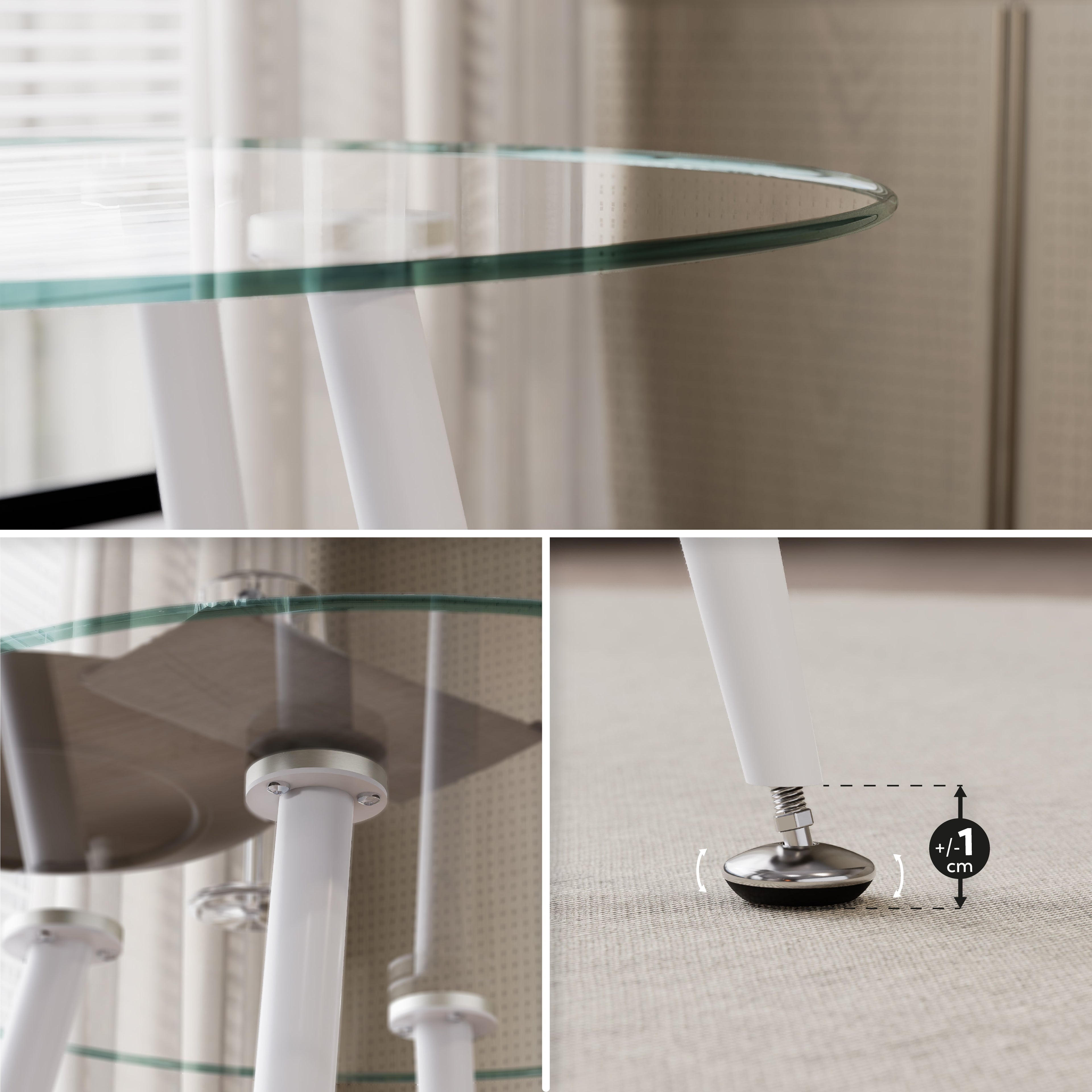CORIN - Mesa de comedor con tablero de vidrio
