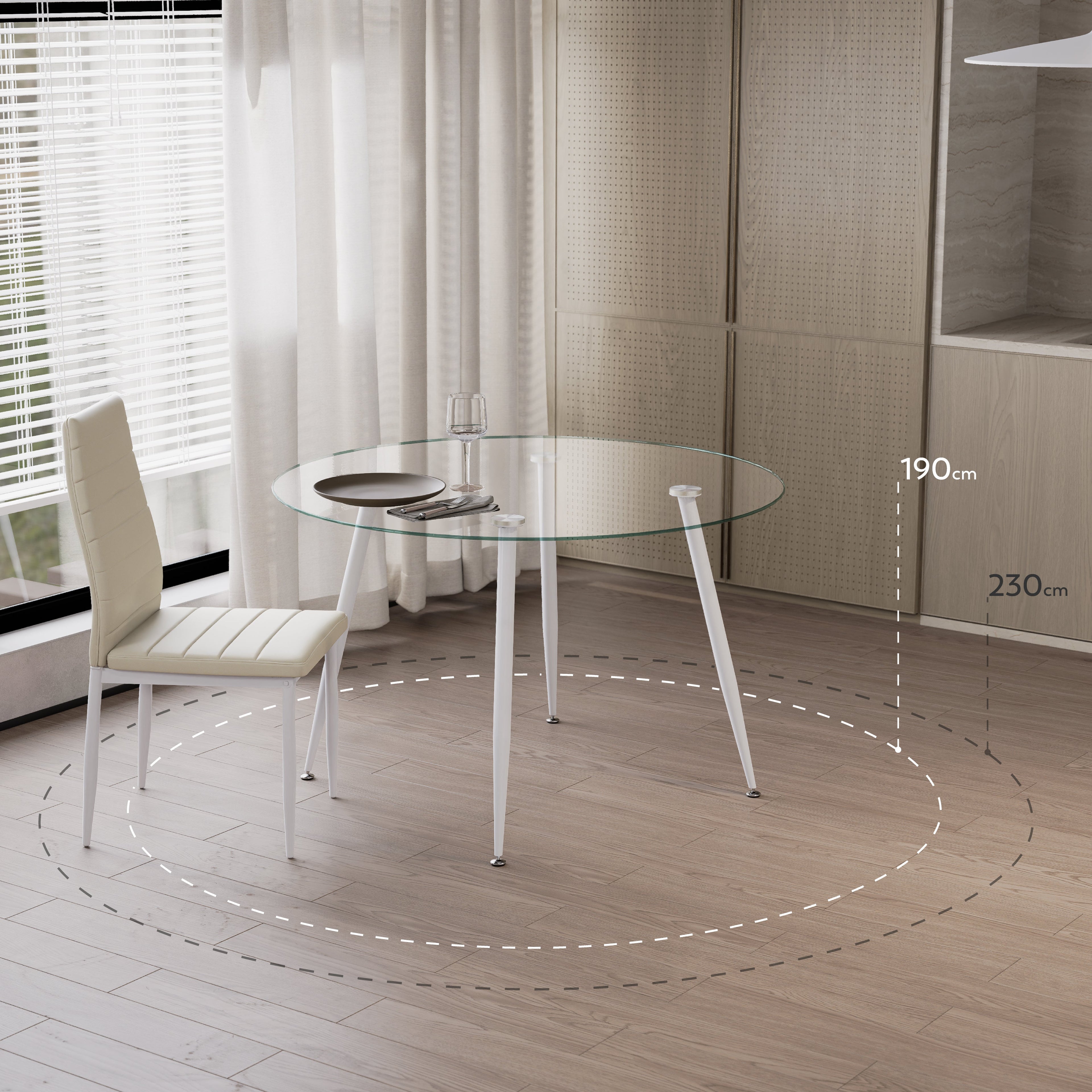 CORIN - Mesa de comedor con tablero de vidrio