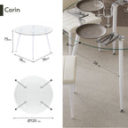 CORIN - Mesa de comedor con tablero de vidrio