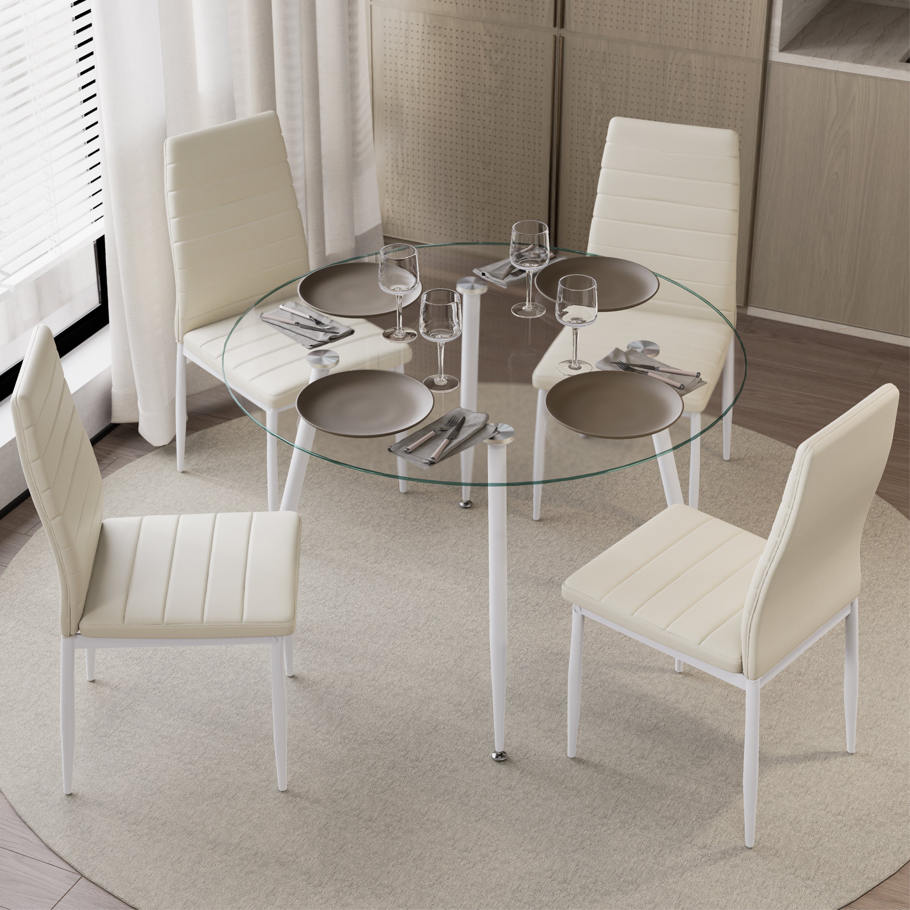 CORIN - Mesa de comedor con tablero de vidrio