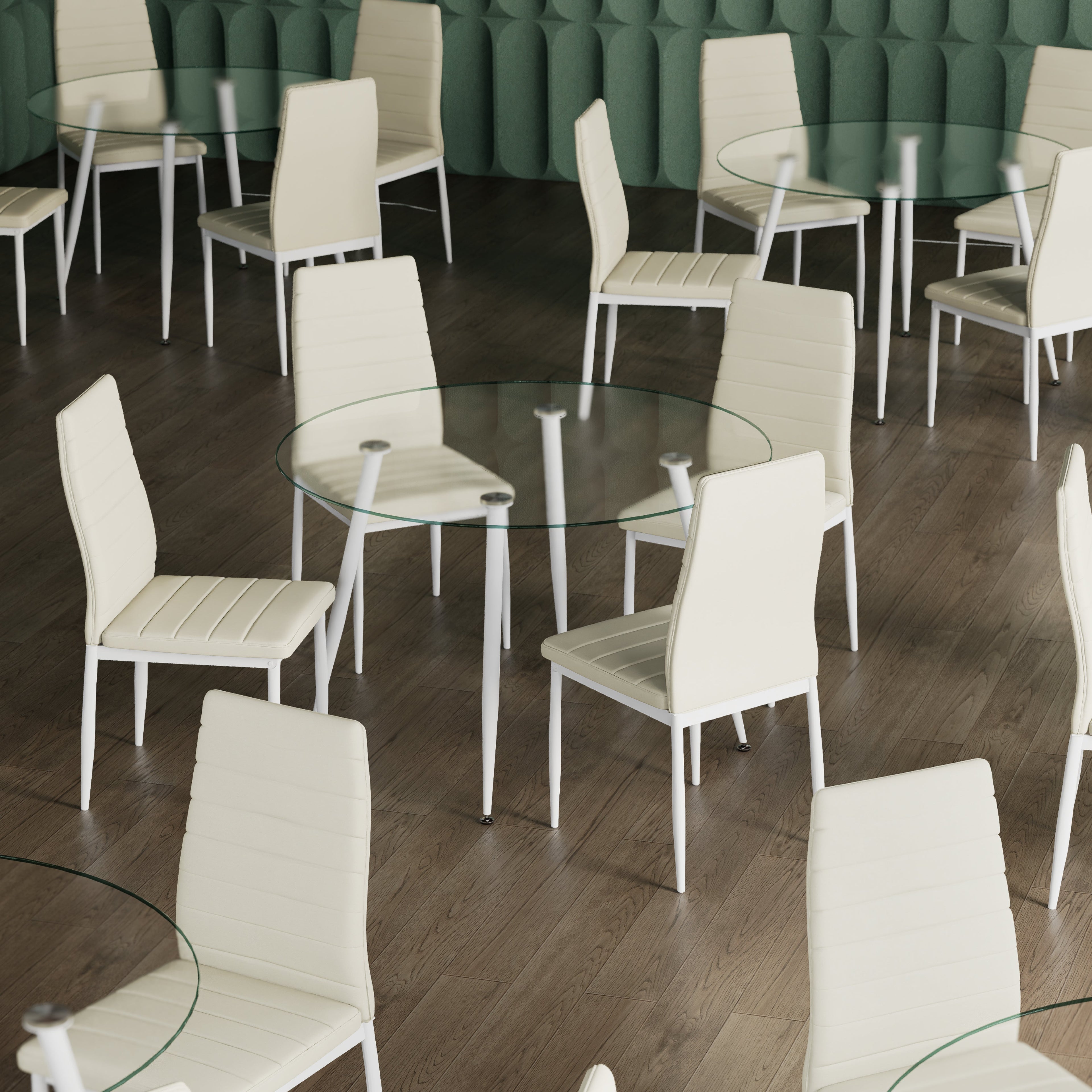 CORIN - Mesa de comedor con tablero de vidrio