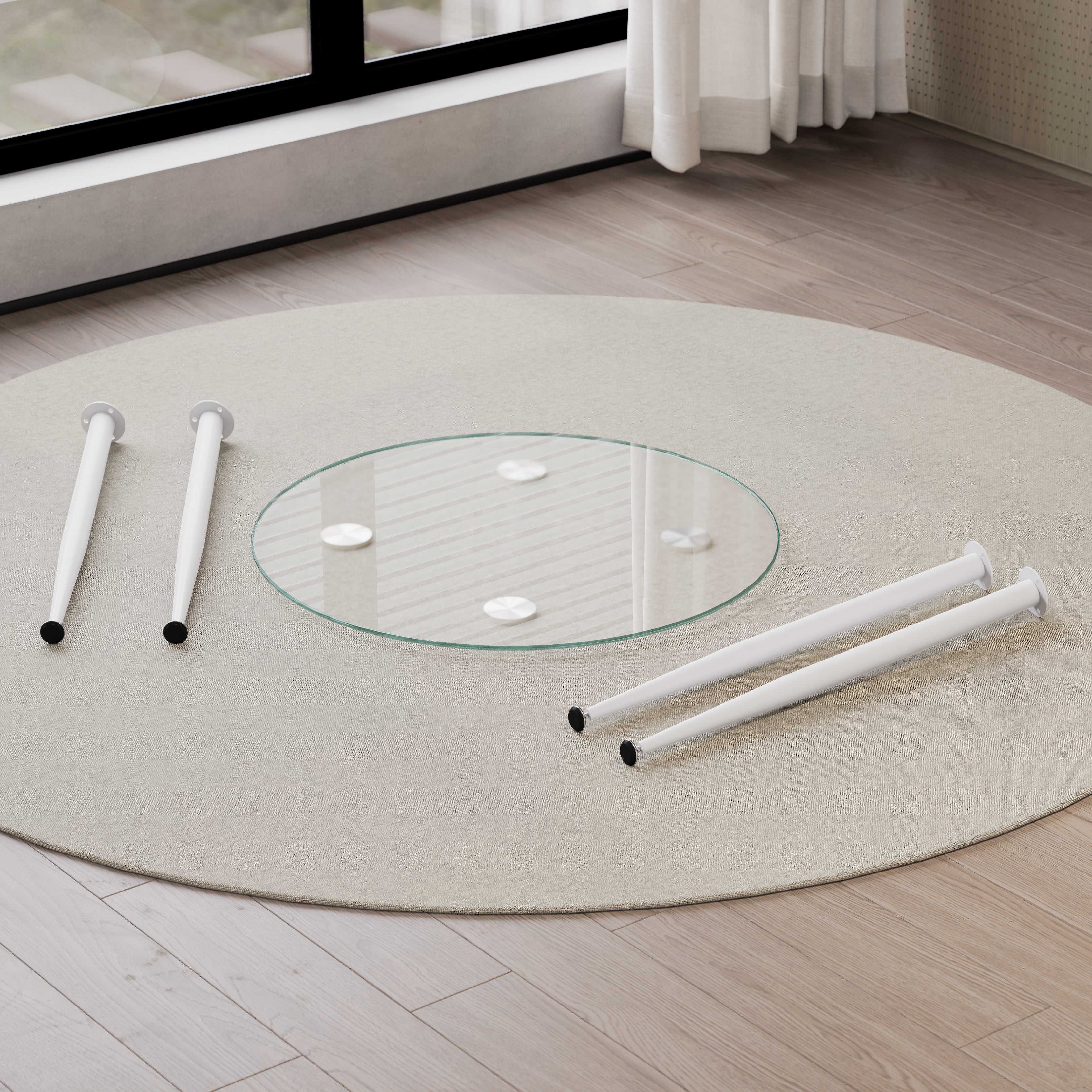 CORIN - Mesa de comedor con tablero de vidrio