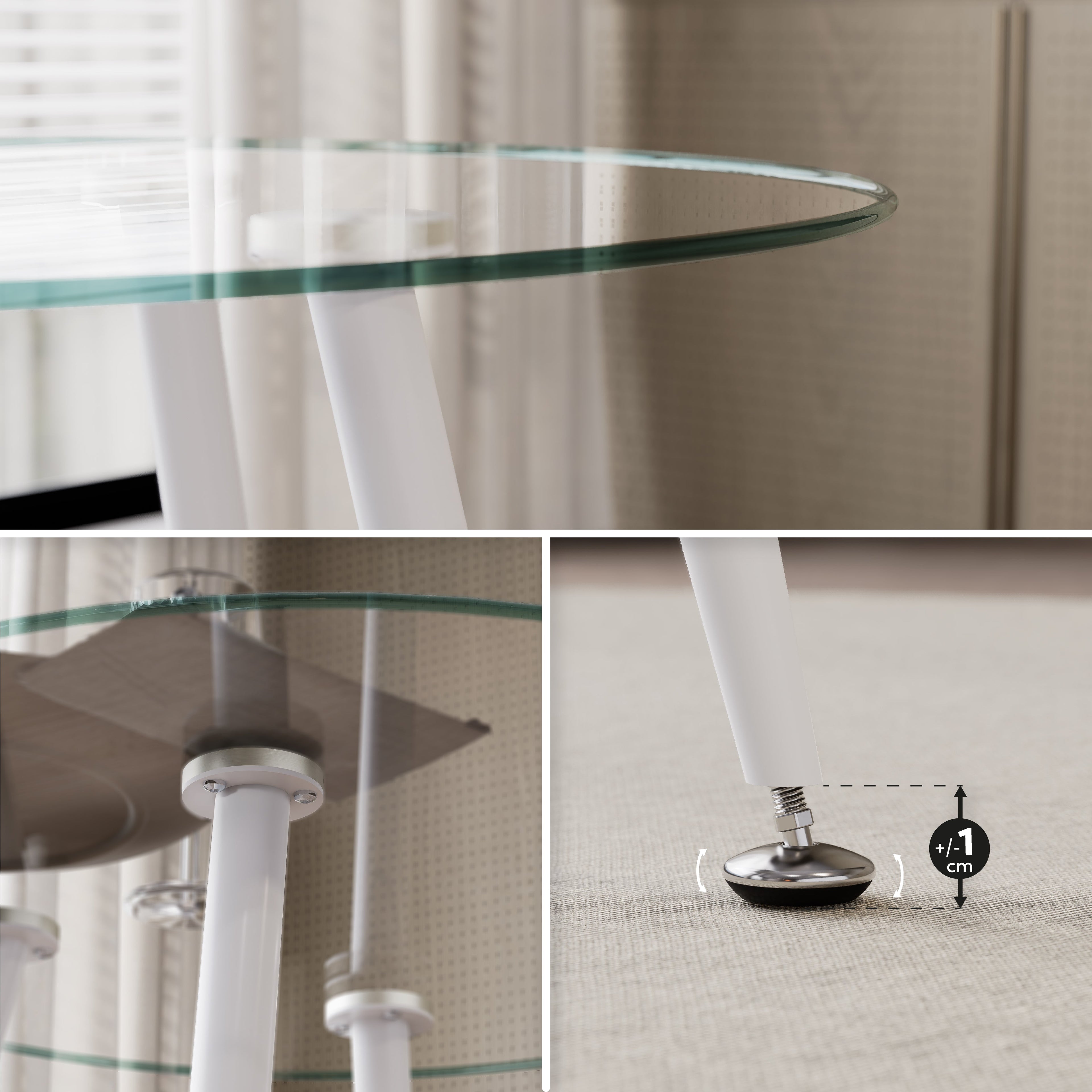 CORIN - Mesa de comedor con tablero de vidrio