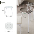 CORIN - Mesa de comedor con tablero de vidrio