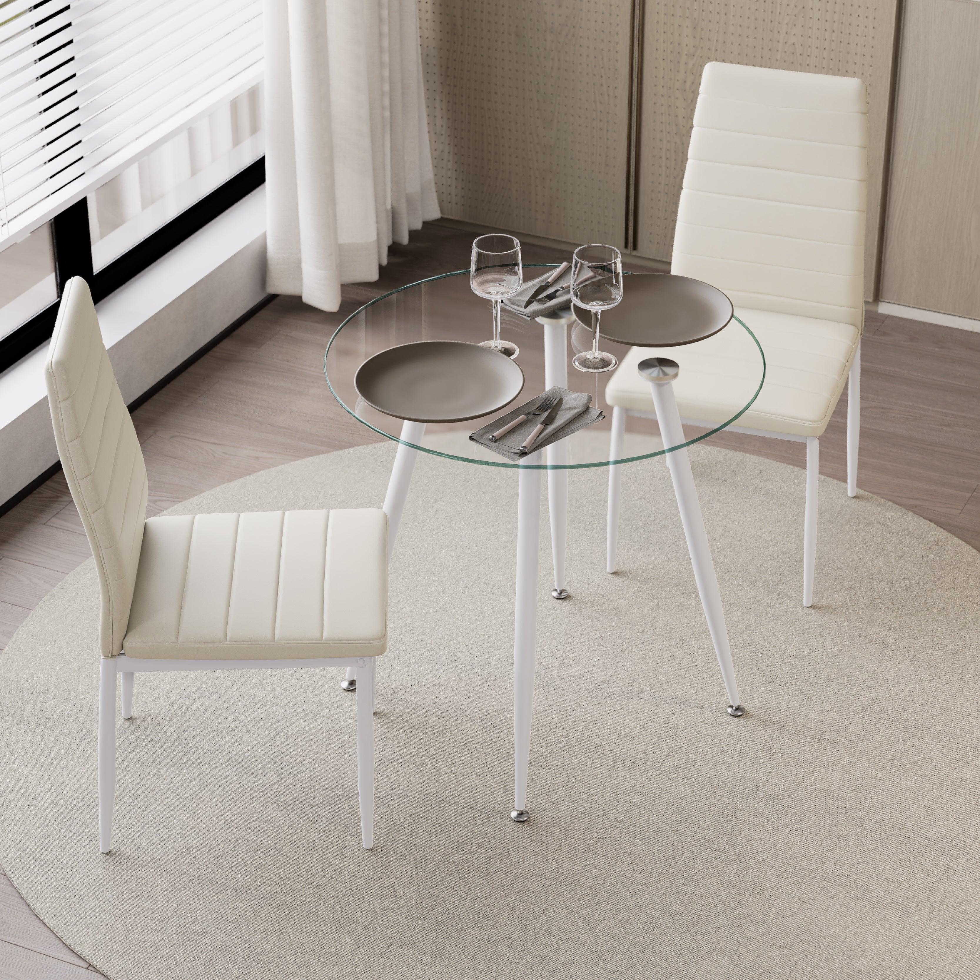 CORIN - Mesa de comedor con tablero de vidrio